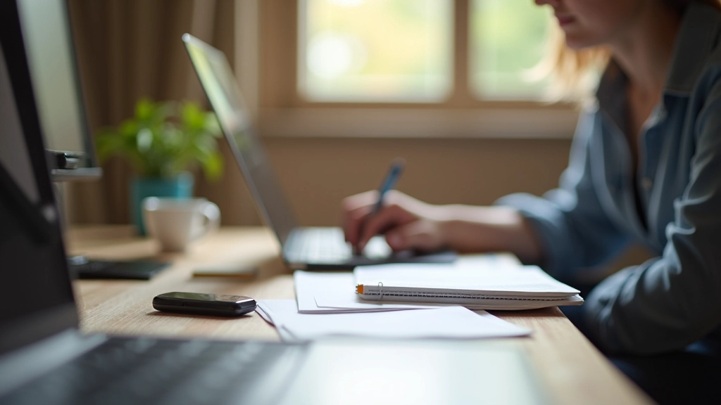Personne travaillant avec système organisé, flux de travail structuré, concentration maximale